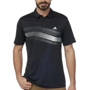 Adidas Herren Core Chest Stripe Kurzarm Golf Polo Shirt, Schwarz, Größe Medium. - Bild 1 von 4