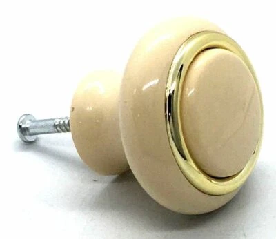 6 x CREAM KNOBS 40mm gold ring kitchen cupboard cabinet drawer knob handles(225) - Image 1 of 4