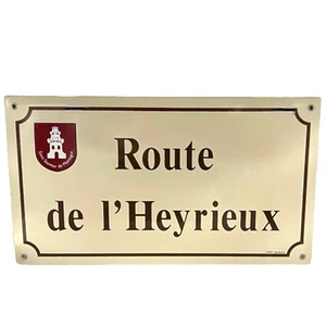 French Enamel Street Road Sign Plaque, Man Cave Plaque, Route de L'Heyrieux - Picture 1 of 10