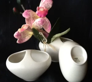 3 KPM Krister Porzellan Creme weiß *Trio* Mini Doppelvase Vase 50/60er Neuwertig - Bild 1 von 10