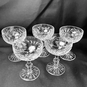 5 American Cut Brilliant Sherbet Liquor Cocktail Glasses Pinwheel Star Barbara ? - Picture 1 of 5