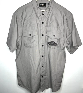 Harley Davidson Freedom Shirt Men’s XL Cotton Dobby Gray Button** - Picture 1 of 14