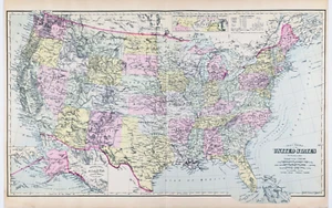 1897 UNITED STATES - RAILROAD Map ORIGINAL (27x15) FRANK GRAY Large DATED - Picture 1 of 5