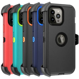 For iPhone 16 Pro Max 15 14 13 12 11 Shockproof Case Defender Cover Belt Clip - Picture 1 of 39