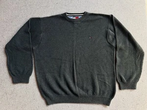 VINTAGE Tommy Hilfiger Knit Sweatshirt Mens XXL Crewneck Gray Pullover - Picture 1 of 10