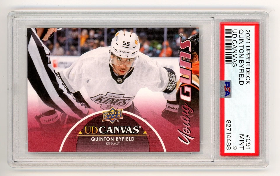 2021-22 UPPER DECK QUINTON BYFIELD YOUNG GUNS ROOKIE RC CANVAS #C91 PSA 9 - Image 1 of 1