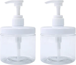 Pump Bottle Dispenser Plastic Refillable Bottles Wide Mouth Jar Style Empty Bath - Picture 1 of 12