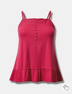 Camiseta sin mangas con textura tórrida tejida ojales cuello cuadrado correa oscilante talla grande 2x - Imagen 1 de 4