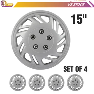 4X 15" Wheel Hub Caps Silver For R15 Tires Rim All Makes Models Wheel Cover Kit - Picture 1 of 9