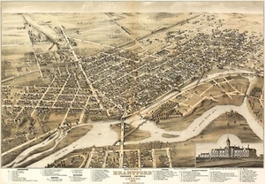 A4 Nachdruck alter Karten 1875 Karte Brantford Ontario Kanada hohe Details - Bild 1 von 1