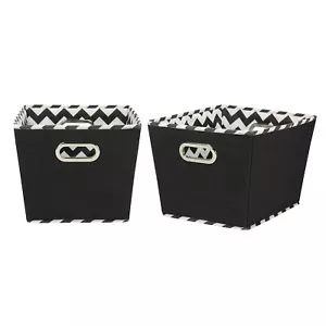 911 Medium Tapered Decorative Storage Bins | 2 Pack Set Cubby Baskets | Black Ch - Picture 1 of 3