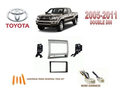 KIT DE INSTALACIÓN DE TABLERO (GRIS) para COCHE ESTÉREO TOYOTA TACOMA 2005-2011, ARNÉS DE CABLES Foto 1 de 2