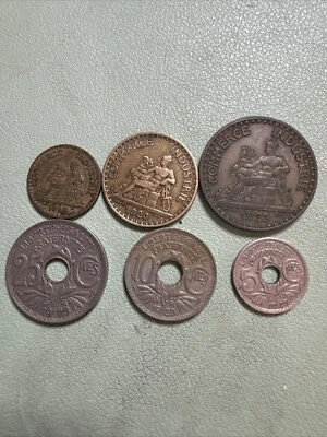 Lote francés 1923 - 5, 10, 25, 50 céntimos, 1 y 2 francos monedas Francia lote de 6 Foto 1 de 4