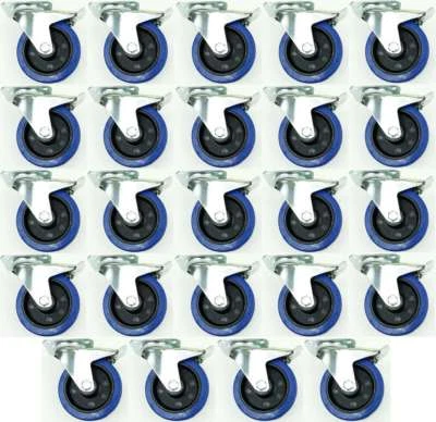 24x 125mm SL Möbelrollen m. Bremse Rollen Möbel Transportrollen Lenkrollen Gummi - Bild 1 von 4