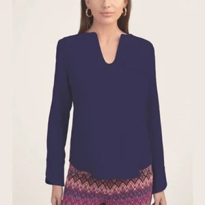TRINA TURK ~ AKELA Bluse Indigo Blau Gr. M Neu mit Etikett - Bild 1 von 6
