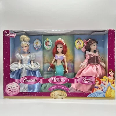 BrassKey Keepsakes Disney Princesa Porcelana Coleccionista Muñeca Conjunto de 3 Nuevo Difícil de Encontrar Foto 1 de 4