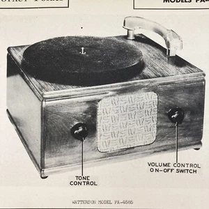 1946 Watterson Phono Amp Model APA-4587 Wire Schematic Service Manual Vintage - Picture 1 of 2