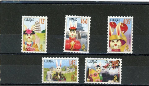 Curacao 2011 Year Rabbit Scott# 14-18 Mint NH Cover