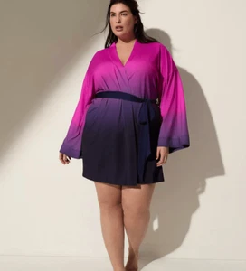 Lane Bryant $74 Cacique Ombre Bata Cubrir Kimono Púrpura 26/28 - Imagen 1 de 7