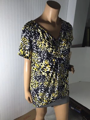 LAURA ASHLEY WOMAN 2X Multi Color Animal print short sleeve shirt top - Image 1 of 4