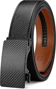 Leather Ratchet Belt for Men 1 3/8" for Dress Pants - Micro Adjustable Belt Fit - Picture 1 of 12