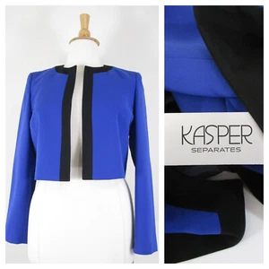 Kasper Übergröße blau schwarz Borte Blazer Jacke Größe 14 formelle Geschäftskarriere - Bild 1 von 9