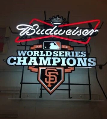 San Francisco Giants 2012 Champions Beer Neon Light Sign Lamp Bar Open 24"x20" - Image 1 of 4