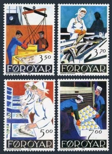Faroe 201-204, MNH. Michel 194-197. Modern Fish Factory 1990. Filleting station. - Picture 1 of 1
