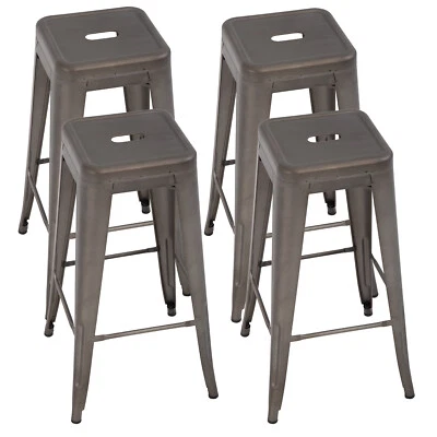 New Metal Chair Height Bar Stools 24 Inches Indoor/Outdoor Stool Patio Furniture - Image 1 of 4