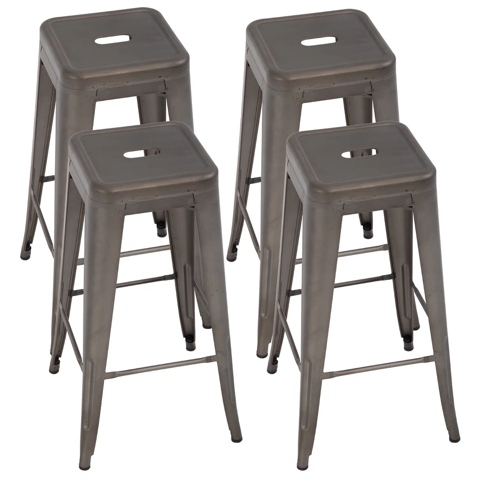 New Metal Chair Height Bar Stools 24 Inches Indoor/Outdoor Stool Patio Furniture - Image 1 of 4