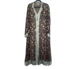 DreamSacks Nightwear Cerise Silk Robe And Slip Dress Set L/XL Chocolate/Cielo