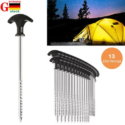 MARKENLOS 13 Stk Zelt Heringe Stahl Schraubheringe Robuste Erdnägel Gewinde für Camping DE