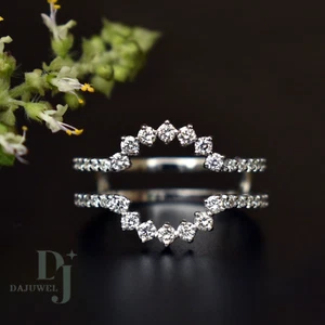 2 CT Round Cut VVS1 Moissanite Enhancer Guard Wedding Band Solid 14K White Gold - Picture 1 of 12