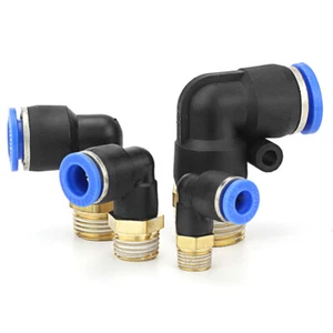 PL Pneumatic Male Thread Air Water Push in Swivel Elbow Fitting Connecter Tube - Picture 1 of 6