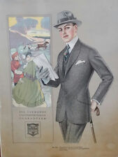 C 1920 LEYENDECKER Male Fashion Clothing PRINT LATCO LINE Chicago ILLinois CANE