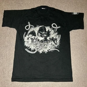 Vintage Drachen Fire Roller Coaster Busch Gardens Single Stitched TShirt M Black - Picture 1 of 7