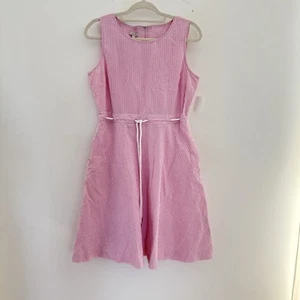 TALBOTS Lightweight Seersucker FIT & FLARE Dress Pink Women’s SIZE 12 P NEW - Picture 1 of 7
