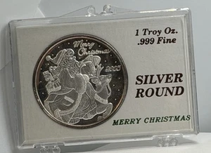 1 oz Troy. 999 Plata Fina Papá Noel Reno Feliz Navidad 2005 en Estuche - Imagen 1 de 2