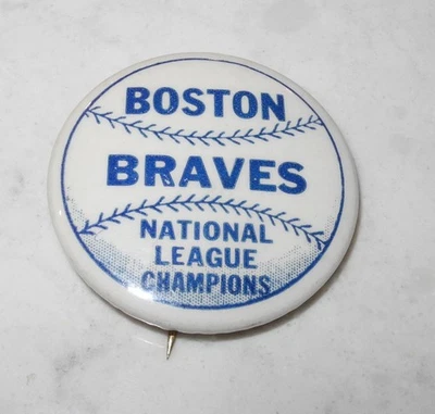 1948 Baseball Boston Braves World Series National League Champions Pin Button - Image 1 of 2