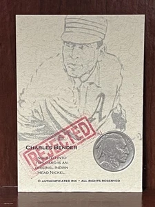 Charles "Chief" Bender Authenticated Ink Rejected 1937 Buffalo Nickel Card - Bild 1 von 5