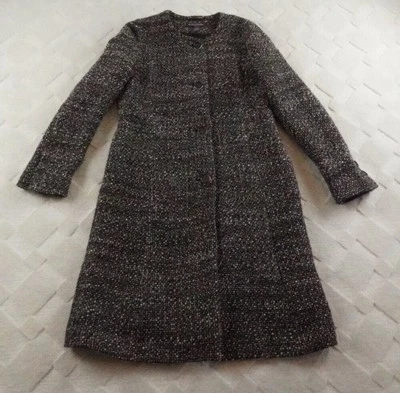 Brooks Brothers Boucle Tweed Overcoat Trench Coat Womens 6 Wool Alpaca Blend - Image 1 of 4