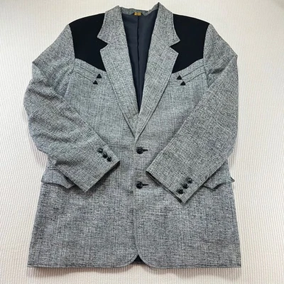 Vtg Pioneer Wear Mens Blazer Gray Black Western Style Jacket Size 48L - Image 1 of 4