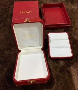 Authentic Cartier Ring Box 2 RIngs Jewelry Box Empty Red Box Inner And Outer Box - Picture 1 of 18