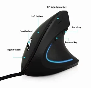 Wired Right Hand Vertical RGB Mouse Ergonomic Gaming Mouse 3200DPI USB Optical. - Picture 1 of 7