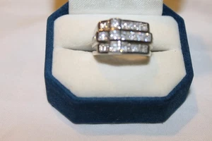 Anillo para hombre pavé de circonitas cúbicas blancas en plata maciza 925 talla 10 - Imagen 1 de 12