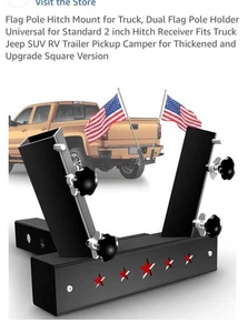 Hitch Dual 2 Mount Flagpole Holder for Truck 2” Flag Pole Mount New By VKU. New - Picture 1 of 8
