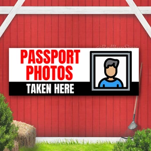 Passport Photos Taken Here Indoor Outdoor Vinyl Banner Design - Picture 1 of 1