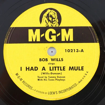 Bob Wills - I Had A Little Mule / Blues For Dixie - 1948 10" 78 rpm Record 10213 - Imagem 1 de 4