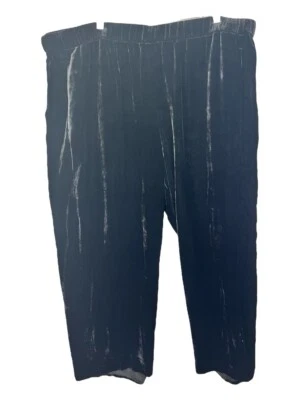 Eileen Fisher Velvet Wide Leg Pants Black Silk Blend Pull-On Plus New Size 2X - Image 1 of 4
