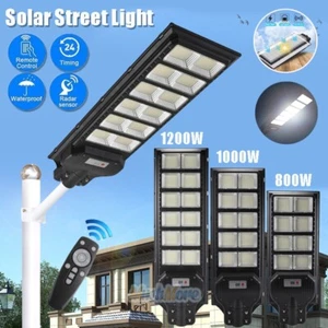 Commercial 99000000LM Solar Street Light LED IP67 Dusk-Dawn PIR Sensor Pole Lamp - Picture 1 of 110